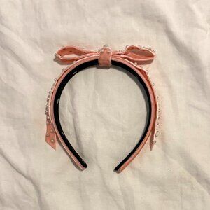 Pink velvet and Pearl Lele Sadoughi Headband